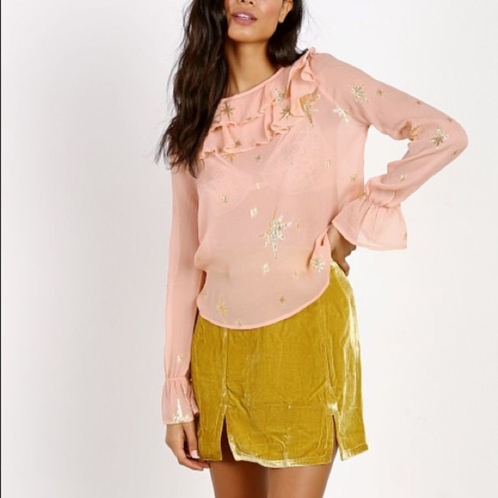 FOR LOVE AND LEMONS gilded star silk blouse
